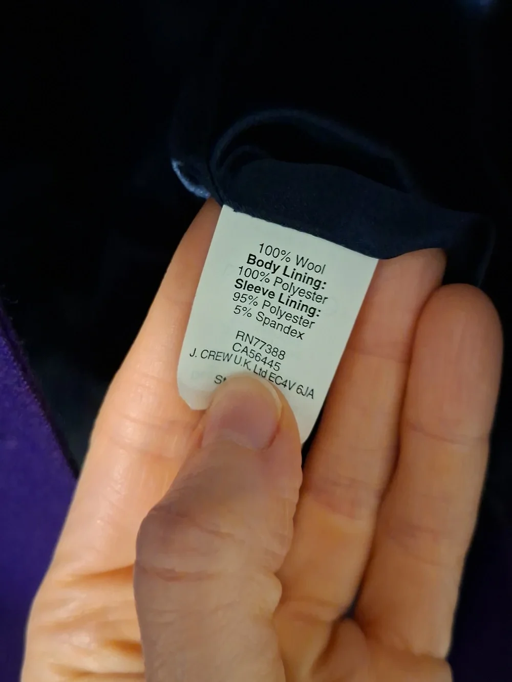 J. Crew 100% Wool Deep/Rich Purple "Schoolboy" Tailored Blazer (Size US 6) - Picture 9 of 10